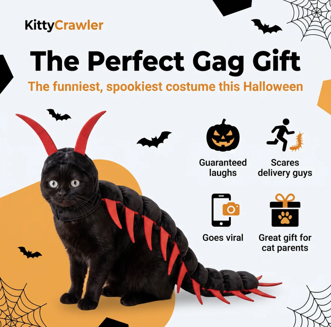 KittyCrawler™ Cat Centipede Costume | Soft Plush, Adjustable Fit